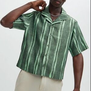 Stylish Green Striped Men's Casual Shirt
